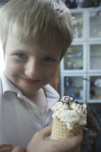 Sam with banana ice cream