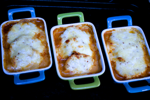 Cheesy potato quorn pot pies bubbling hot from the oven