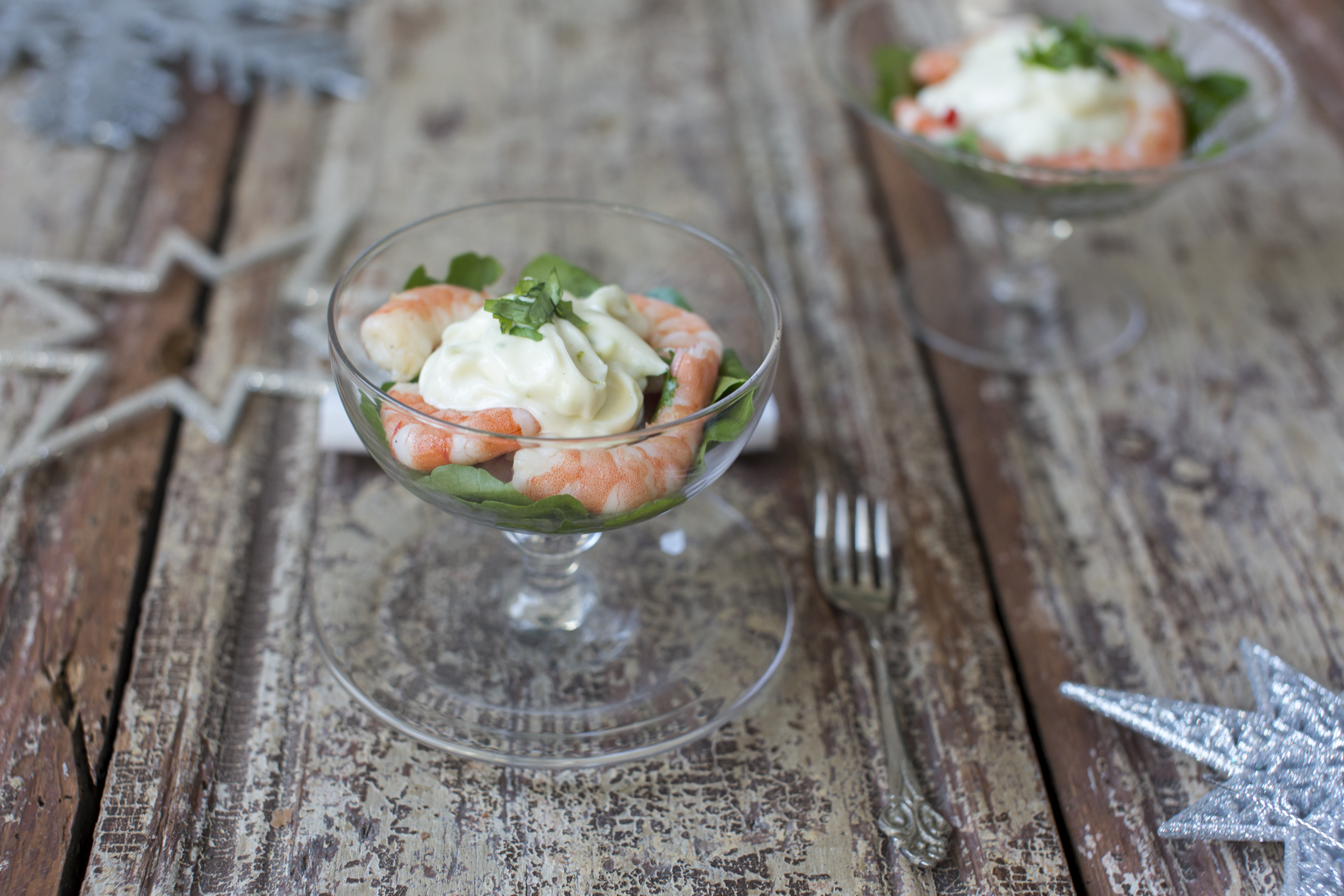 Make ahead Christmas starter Prawn cocktails with lime and chilli