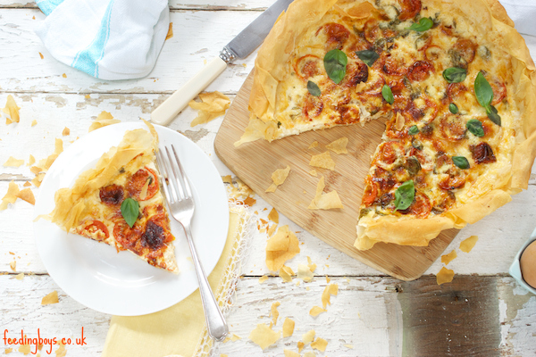Roasted Tomato and Basil Filo Quiche by Katie Bryson on Feedingboys.co.uk