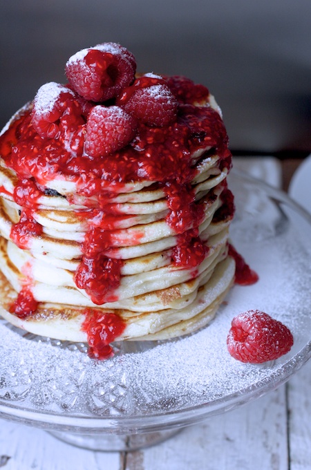Raspberry and Buttermilk Pancake Stack for Pancake Day on Feedinboys.co.uk