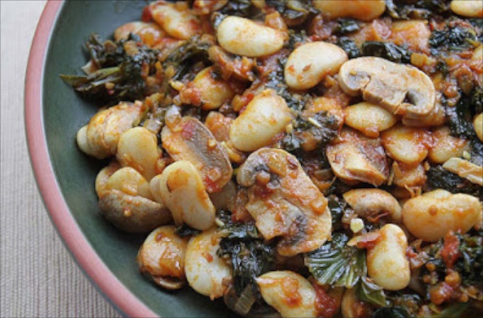 Curried Butterbeans with Mushrooms and Kale from Allotment 2 Kitchen